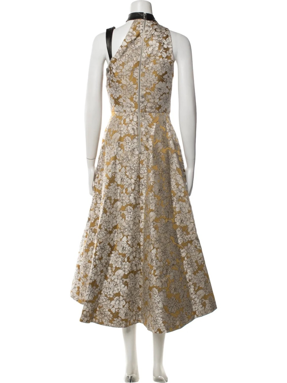 Alice + Olivia Floral Halter Midi Dress in Gold